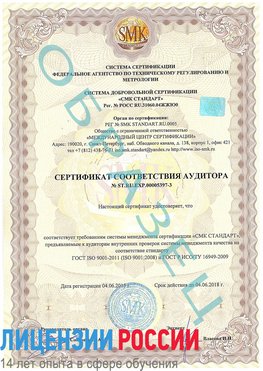 Образец сертификата соответствия аудитора №ST.RU.EXP.00005397-3 Советский Сертификат ISO/TS 16949